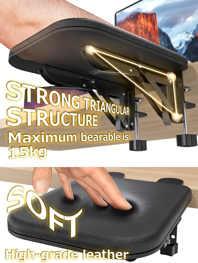 NODOCA Arm Rest for Desk, Ergonomics Wrist Rest, Desk Extender, Soft Sponge Built-in, Comfortable Arm Support for Desk, Foldable Elbow Rest for Desk, Home, Office(1pcs)