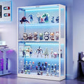 AMERLIFE 45-Inch RGB Display Cabinet with Glass Doors | 70 H x 45 W x 16 D In, 4-Tier Storage, Adjustable Glass Shelves, RGB LED Lights, Press-to-Open Doors, White