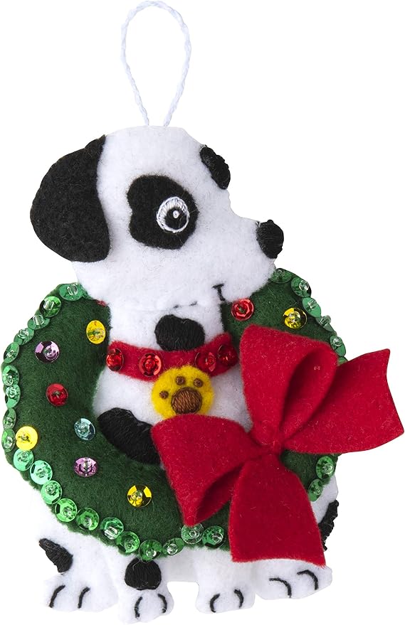 Bucilla, Christmas Dogs, Felt Applique Ornament Kit, Set of 6 (89283E)