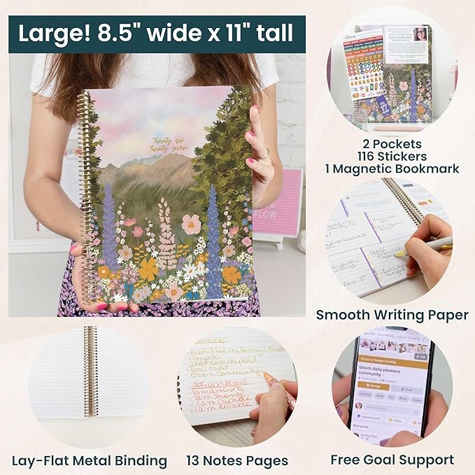 bloom daily planners 2026-2027 (8.5" x 11") Academic Year Day Planner (July 2026 - July 2027) - 13 Months Weekly & Monthly Agenda Organizer with Stickers & Tabs - Wildflower Mountainside