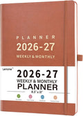 Planner 2026-2027 - 2026-2027 Planner Weekly and Monthly, 8.5" x 11", July 2026 - June 2027, Faux Leather Cover, Pen Holder, Pocket, 25 Notes Pages, A4 Premium Paper - Brown