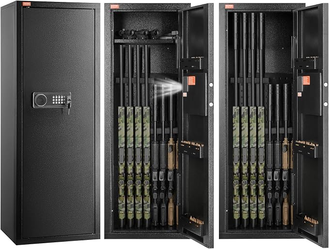 VEVOR Rifle Safe with Digital Keypad up to 8 Gun, Tall Gun Storage Cabinet with Removable Shelf, Quick Access for Home Shotguns and Rifles (Assembly Required)
