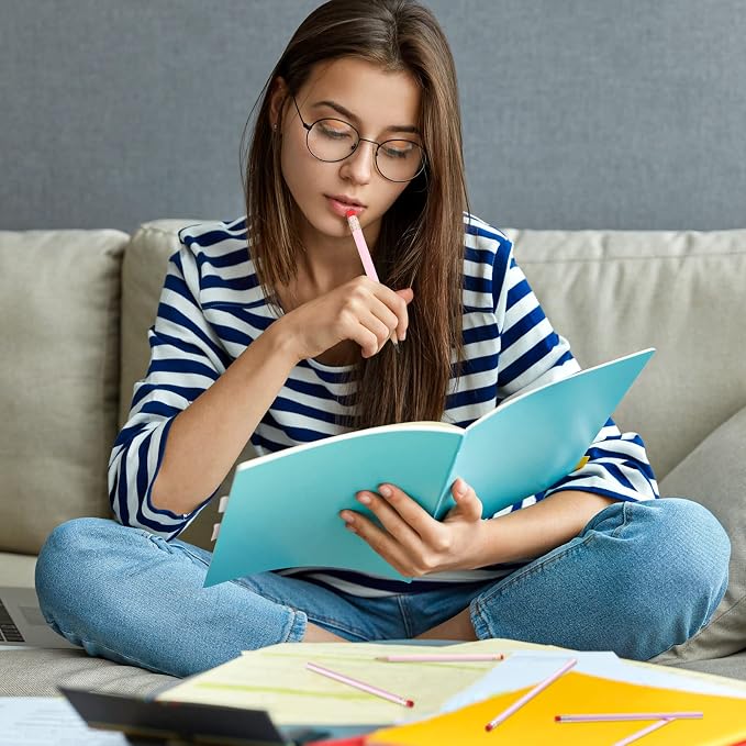 Outus 24 Pieces Round Pencils Cute HB Graphite Wood Pencils Bulk with Eraser for School Writing Drawing Sketching Wedding Office Supplies(Light Pink)
