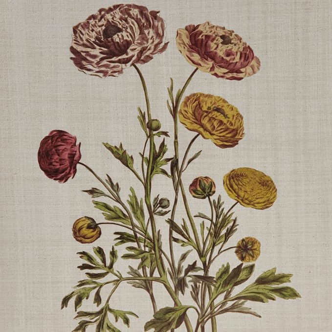 Madison Park Botanical Wall Art Living Room Decor - Vintage Floral Linen Canvas Framed Wall Art Farmhouse Lifestyle Home Office Wall Decor, Ready to Hang Painting for Bedroom, Herbal, Green 4 Piece