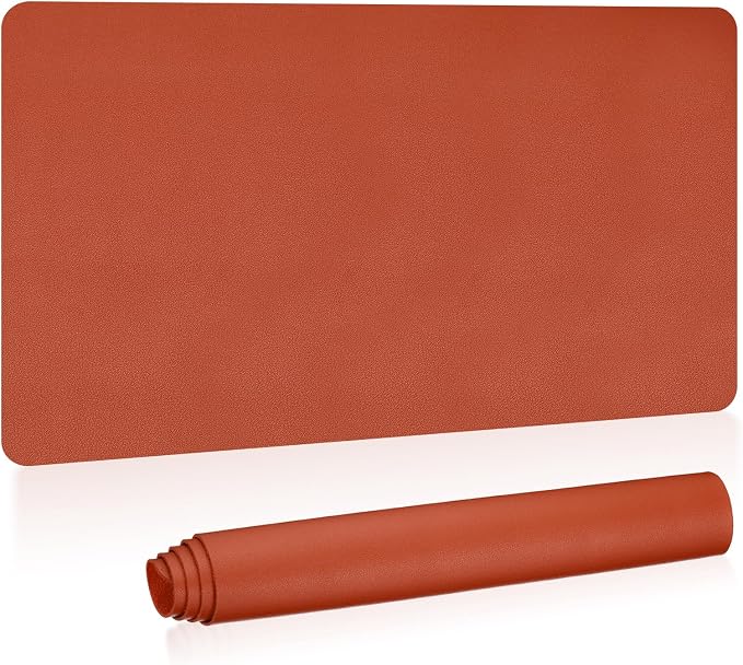 Patikil Desk Mat, 35"x17" Non-Slip Waterproof PU Leather Desk Pad Dual Sided for Office & Home, Orange