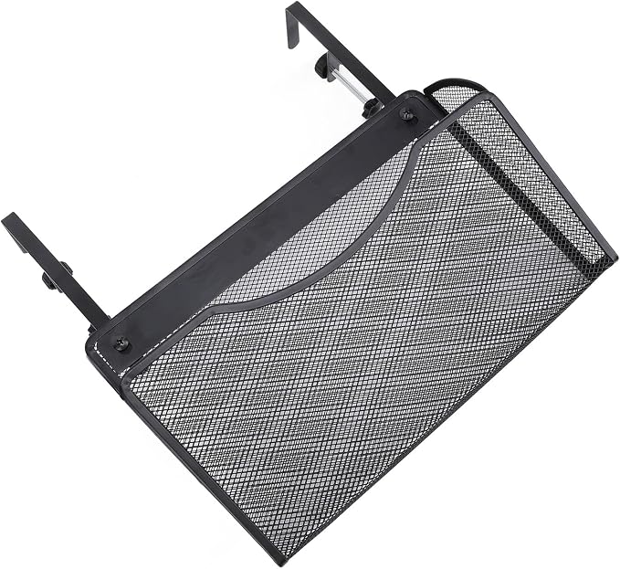 Asixxsix Under Desk Drawer, Desk Side Storage, Hanging Desk Organizer, Clamp On Desk Organizer, Mesh Metal Desk Drawer, Side Desk Organizer for Office and Home (Black)