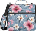 3 Ring Zipper Binder with Shoulder Strap Pink Hibiscus Flower 2 Inch Zippered Binder Bag 500 Sheet Capacity Multi Pockets for School Supplies