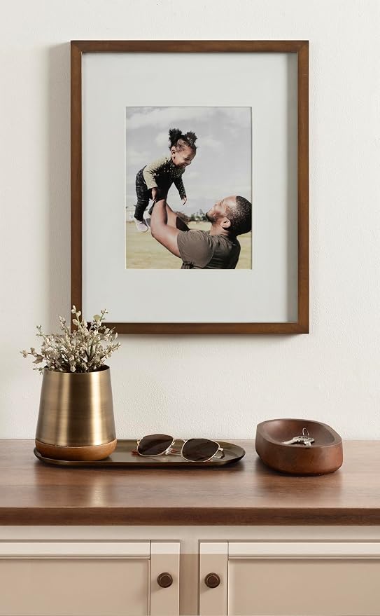 Kate and Laurel Koni Modern Three-Piece Tabletop Organization Set, 12 x 5 x 5, Walnut Brown and Antique Brass, Wood and Metal Organizational Set for Home Office or Entryway Decor