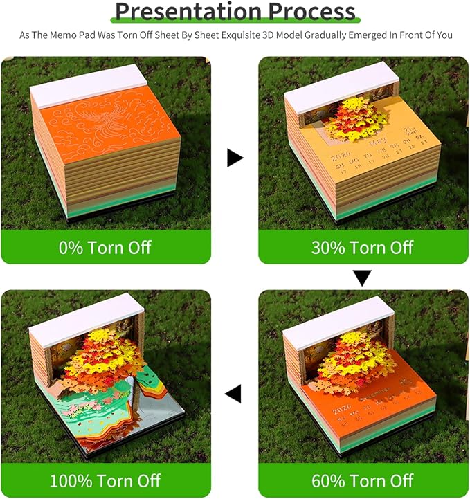 3D Time Piece Calendar, 2027 Desk Calendar With LED Light, 3d Tree Memo Pad Creative Desk Calendar, Christmas Gift for Colleague Friend, Desktop Decoration