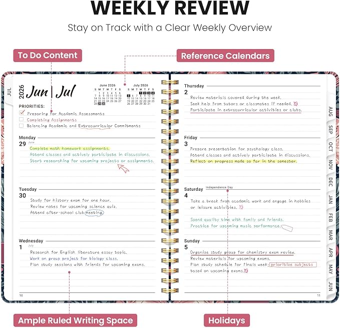 ZOTIA Planner 2026-2027 Weekly & Monthly Calendar Planner Jul 2026-Jun 2027