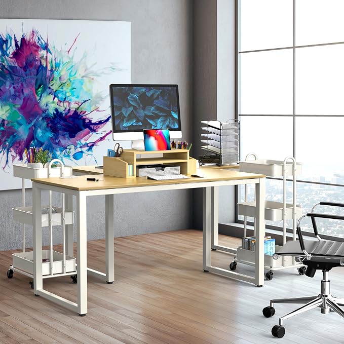 SHW 48-Inch Commercial-Grade Office Computer Desk, Oak | 10-Year Limited Warranty