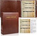 3 Ring Family History Binder 50 Sheet 12th Generation Family Group Sheets 16 Sheets Genealogy Binder Dividers Family Tree Charts to Fill in with PVC Pocket Pen Loop Brown
