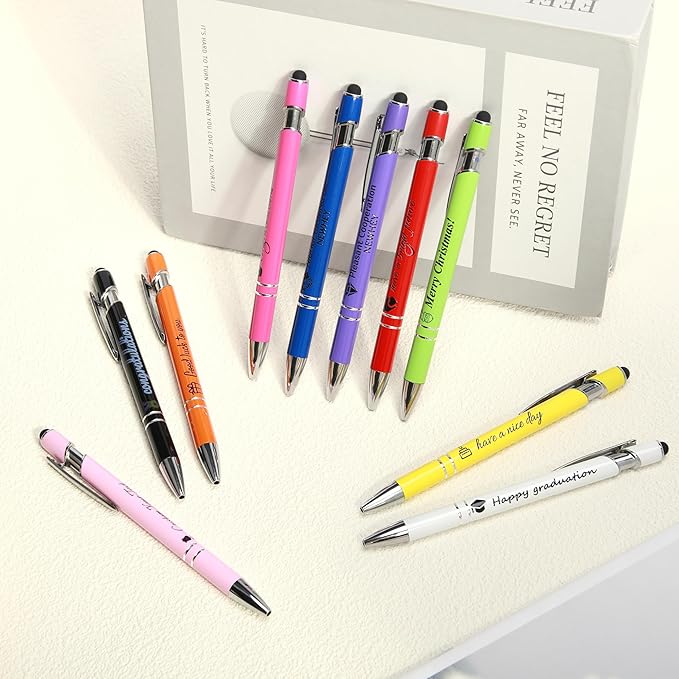 ENOMY Personalized Pens Bulk Free Engraved with Logo/Name/Message Black Ink Custom Pens Customized Stylus Ballpoint Pens Ideal Gifts for Business Anniversary (50)