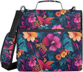 Orange Red Hibiscus Flower Zipper Binder 3 Ring with Handle and Shoulder Strap, 500 Sheet Binder Organizer Capacity & Multi-Pockets for School Office