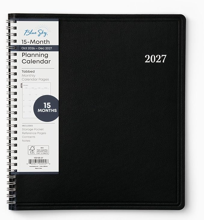 Blue Sky 2027 15-Month Monthly Planner Calendar, 8"x10", Enterprise