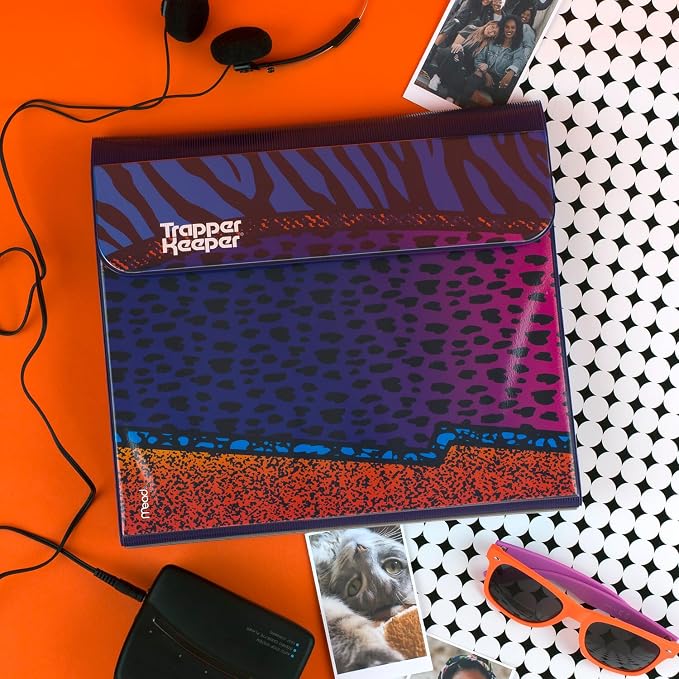 Mead Trapper Keeper Binder, Retro Design, 1 Inch Binder with Folders and Pockets, Holds 8-1/2" x 11" Paper, Shapes (260038CQ1-ECM) (Pack of 6)