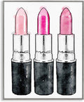 Stupell Industries 'Three Pink Lipsticks', Framed Giclee Art, Gray, 11 x 14 Inches, Easy to Hang and Sturdy, Made in USA, by Amanda Greenwood