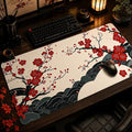 XL Desk Mat 31.5x15.7 Inch, Japanese Cherry Blossom Wave Mouse Pad Keyboard | Elegant Japanese Wave Design Keyboard Mat with Non Slip Base, Large Desk Pad for Office, Home Decor, Computer & Work Setup