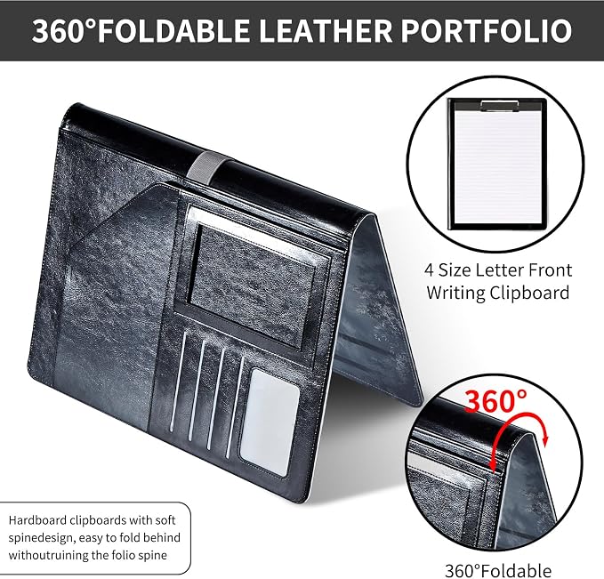 Padfolio/Portfolio Folder Clipboard,Padfolio Clipboard,Writing Portfolio Leather with Cover for Card Holder Slot Letter Size A4 for Office Conference Notepad Clip Boards,Fog Forest