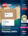 Avery® Repositionable Shipping Labels for Laser Printers 2 x 4, Box of 1,000 (55163)