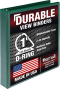 Samsill Durable 1 inch 3 Ring Binder, D Ring Binder, 100% Recycled Chipboard, Green