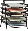 Mind Reader 5-Tier Paper Tray Organizer, Vertical Desktop File Storage Rack, Office, Metal Mesh, Black (Pack of 6)