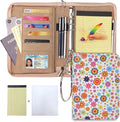 A5 Binder 6 Ring with Zipper, Portable Planner for Travel & Study | Faux leather A5 planner with detachable 6 rings, lined pages, pouches, card slots and pen holder for daily use.