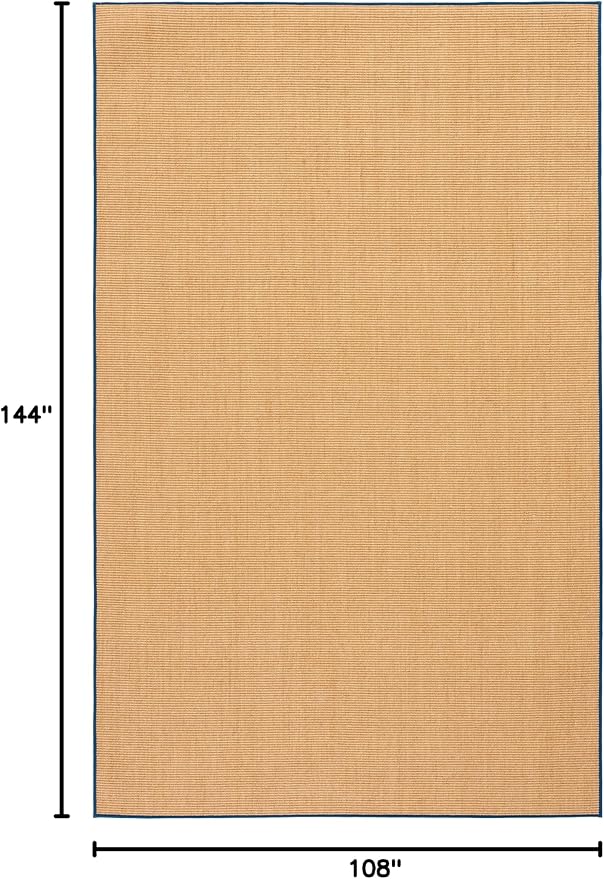 Martha Stewart x SAFAVIEH Area Rug Collection - 9' x 12', Natural & Navy, Sisal & Jute, Farmhouse Style, Ideal for Living Room, Bedroom, Office, Dining Space (MSR9501D)