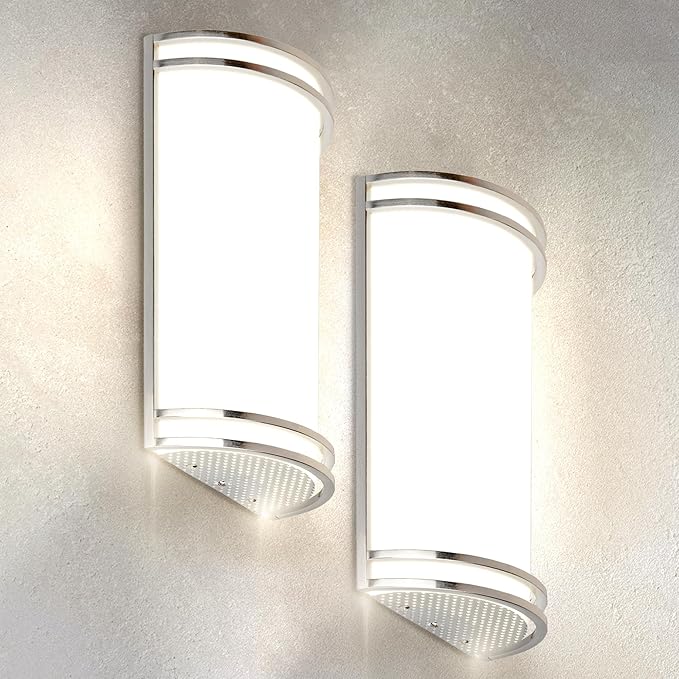 ASD Indoor LED Wall Sconce Lights - 14 Inch 20W Brushed Nickel Modern LED Wall Sconces Hardwired - ETL Dimmable 3000K 4000K 5000K Adjustable Sconce Light Fixture for Bedroom, Hallway, 2 Pack