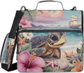 ALAZA Zipper Binder 3 Ring Turtle on Tropical Beach Binder Organizer with Zipper and Shoulder Strap Large Capacity Multi-Pocket Trapper Keeper File Folder for Office Supplies