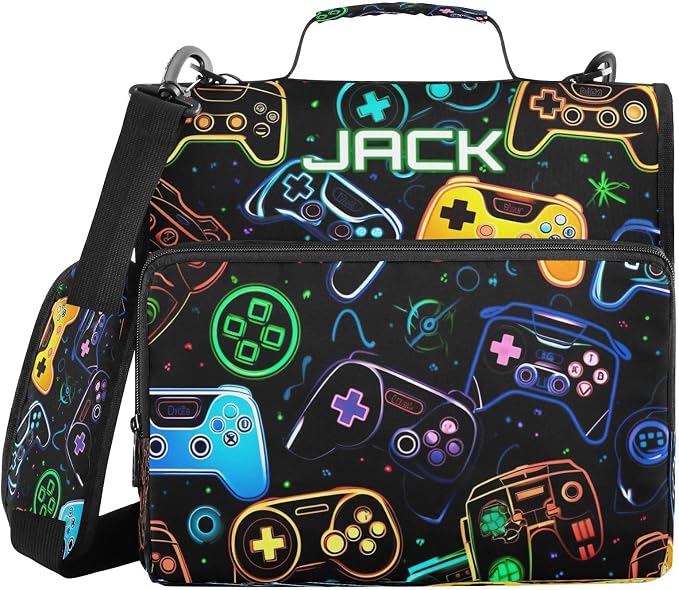 Personalized Video Game Controller 1.5 Inch Zipper Binder with Name | Your selected font will be printed with a matching outline for the best gaming-inspired look.