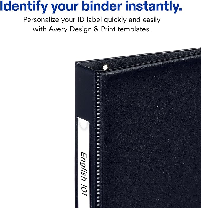 Avery® Mini 3 Ring Binder, 1" Round Rings, 1 Black Binder | For Planners, Recipes and Reference Storage, Holds 5-1/2" x 8-1/2" Paper, Interior Storage Pockets, Spine Card Holder