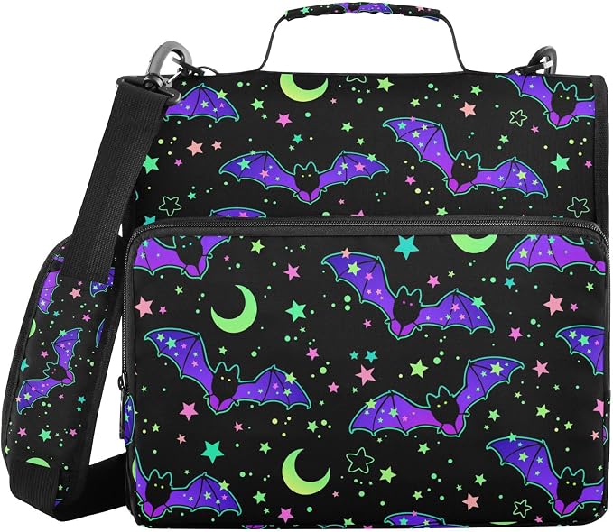 Personalized Magic Bat 3 D-Ring Binder Bag Zipper Organizer | Multi-Pocket with Handle and Detachable Shoulder Strap Holds 500 Sheets for School Office Supplies