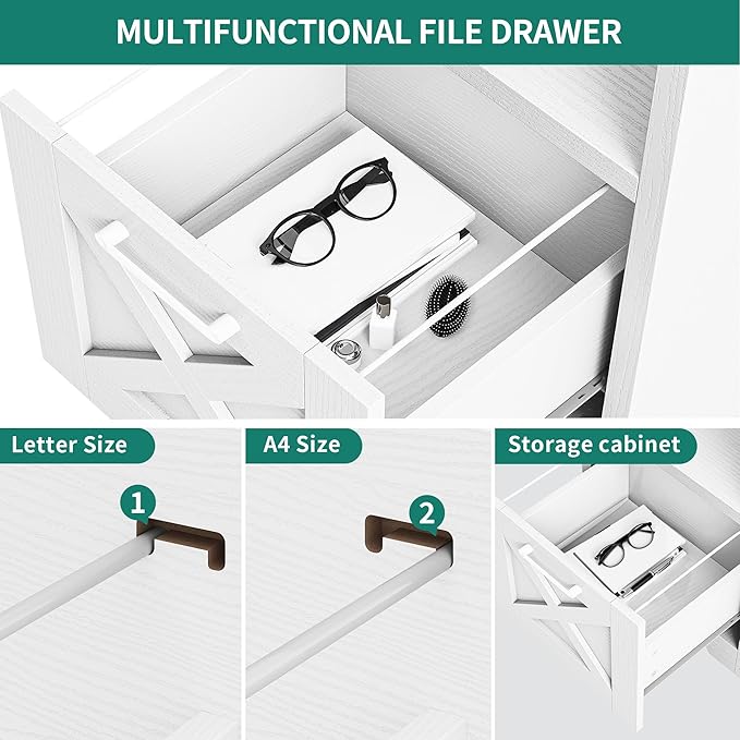 YITAHOME L Shaped Desk with Power Outlets | Computer Desk Corner Desk with File Drawer, Home Office Desk with Monitor Stand & Storage Shelves