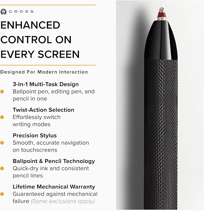 Cross Tech3+ Brushed Black PVD Multifunction Pen, Black Ink, Corporate Gift