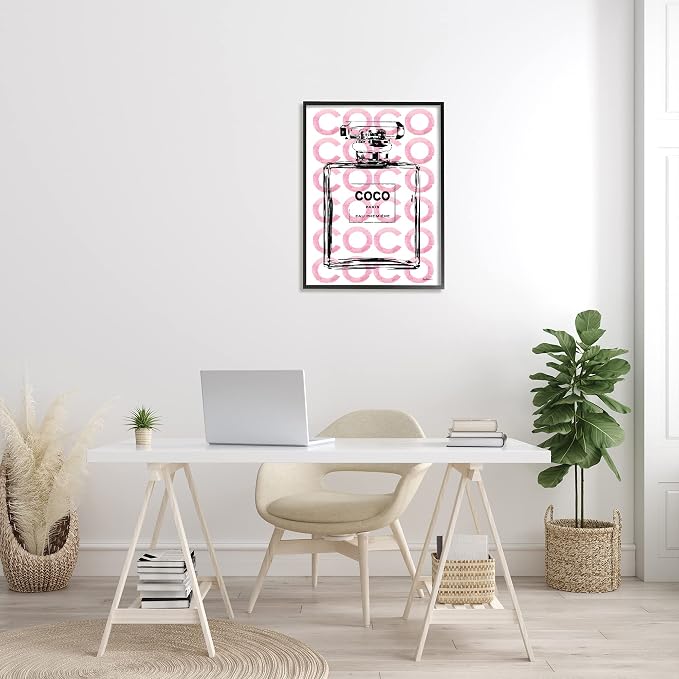 'Glam Perfume Bottle Brand Text'| Framed Giclee Art | Stupell Industries | Black, 24 x 30 Inches, Easy to Hang and Sturdy, Made in USA, by Amanda Greenwood