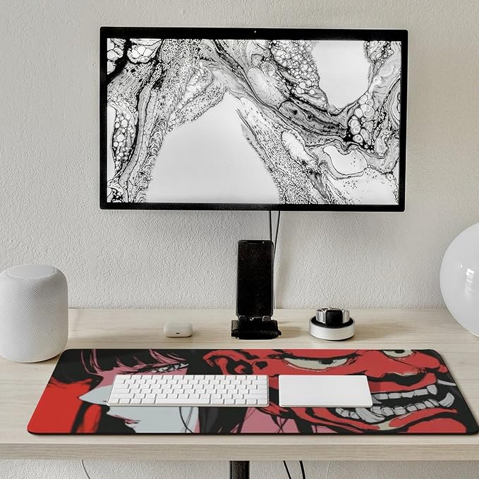 Japanese Female Samurai Anime Girl Large Mouse Pad Gaming Mousepad Keyboard Computer Pad Non-Slip Rubber Desk Mat Home Office 40x90cm