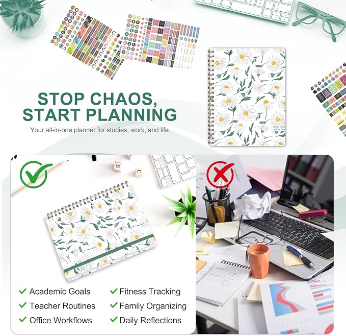 Planner 2026-2027, Weekly and Monthly Academic Year Calendar Planner, July 2026 - June 2027, Daily Agenda Book for Office School Supplies, Letter Size(8.5'' x 11'')