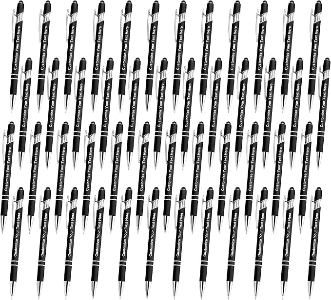 Qingxily Custom Pens Bulk with Free Engraving - 300 Pcs Colorful Pens (48 Pcs) for Business, Graduation, Anniversaries