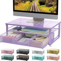 gianotter Computer Monitor Stand Riser with Drawer | Desk Organizers and Accessories Desk Accessories & Workspace Desktop Organizers Storage for Printer Stand (Purple)