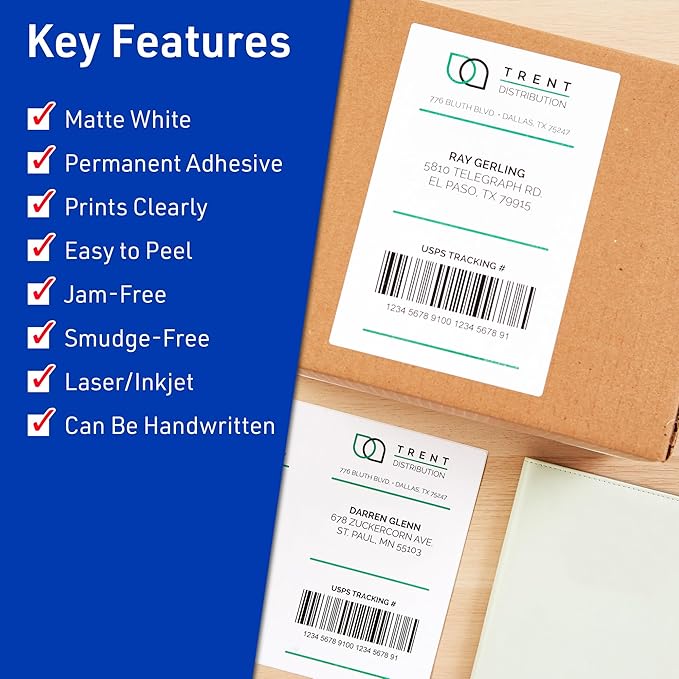 Avery® Full Sheet Printable Shipping Labels, 8.5" x 11", White, 250 Blank Mailing Labels, Great for Packages, Product Merchandising, Organization, and More (95920)