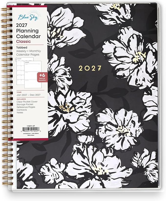 Blue Sky 2027 Weekly & Monthly Planner Calendar, 8.5"x11", Baccara Dark