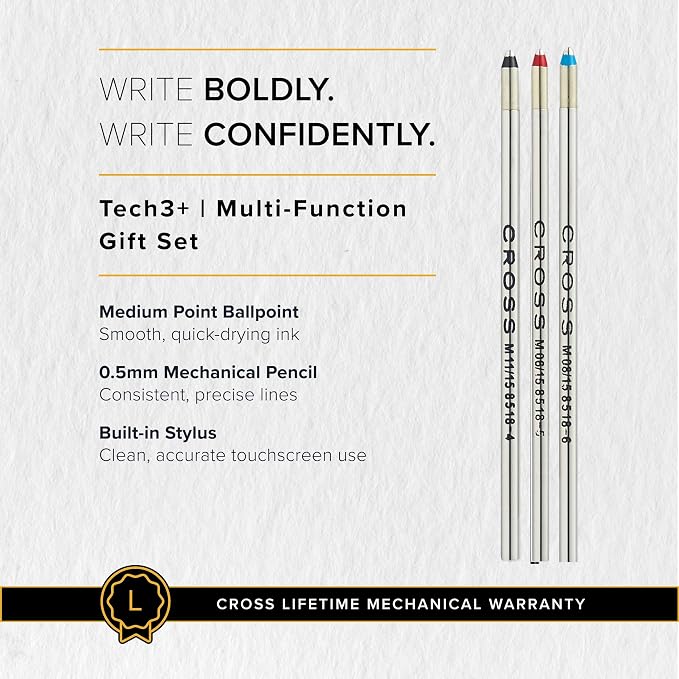 Cross Tech3+ Satin Black Multifunction Pen, Black Ink, Corporate Gift