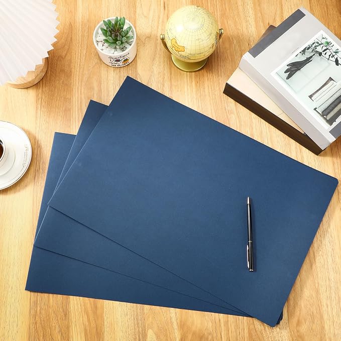Resurhang 40 Pcs Pressboard Report Cover, 3" Capacity Presentation Binder Folder with Metal Prong Paper Fastener to Neatly Bind Reports Proposals Transcripts, Other Documents (11x17 Inch,Blue)