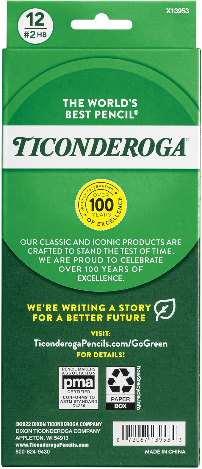 Ticonderoga Pencils, Wood-Cased Graphite, #2 HB Soft, Black (13953) (Pack of 72, 864 Count Total)