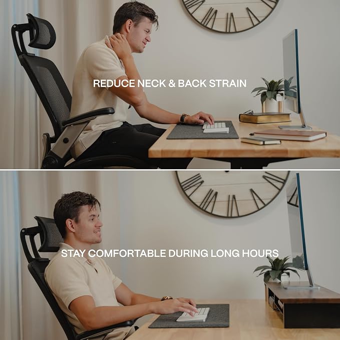 COREMINDED Solid Wood Dual Monitor Stand Riser, 42 Inch Oak Desk Shelf | Fits 2 Monitors, Sturdy & Stable Solid Wood, Under Monitor Keyboard Storage, Office Desktop Organizer, Easy Assembly, Oak