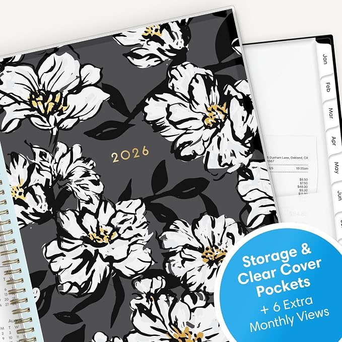 Blue Sky 2026 Weekly & Monthly Planner Calendar, 8.5"x11", Baccara Dark