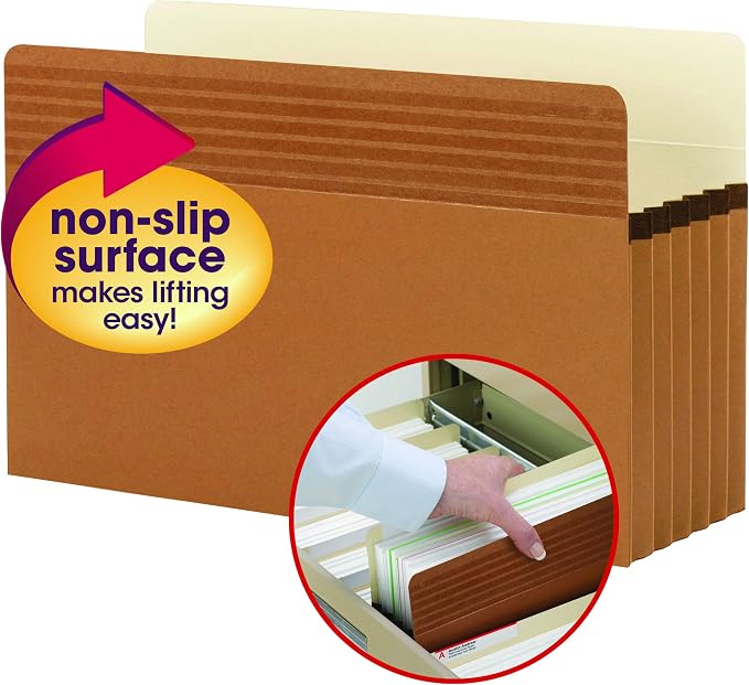 Smead Easy Grip® File Pocket, Straight-Cut Tab, 5-1/4" Expansion, Legal Size, Redrope, 10 per Box (73211) (Pack of 5)