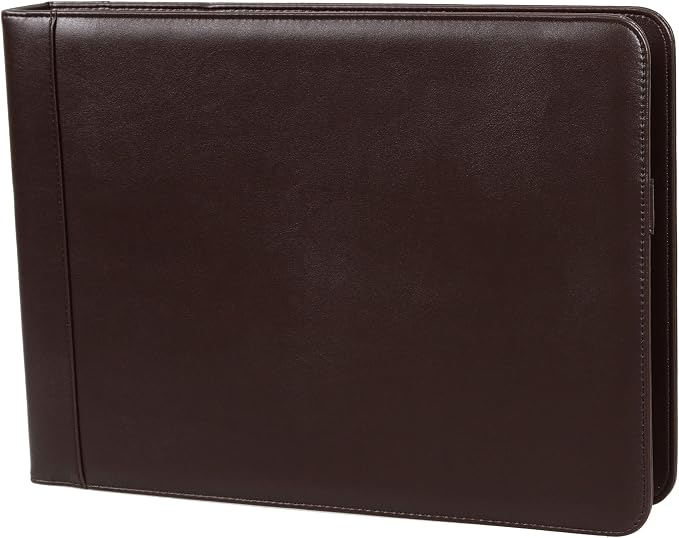 2Fold Business Check Binder 7 Ring for 3-Up Business Size Checks with Extra Business Card Case - PU Leather Deluxe 7 Ring Checkbook Binder Portfolio with 600 Check Capacity and Storage
