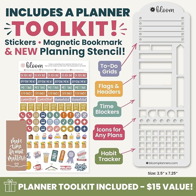 bloom daily planners 2027 Planner (January - December 2027) - Weekly & Monthly Softcover Planner for Women - Calendar Year Inspirational Agenda Book with Stickers - 5.5" x 8.25" - Blue & White Floral